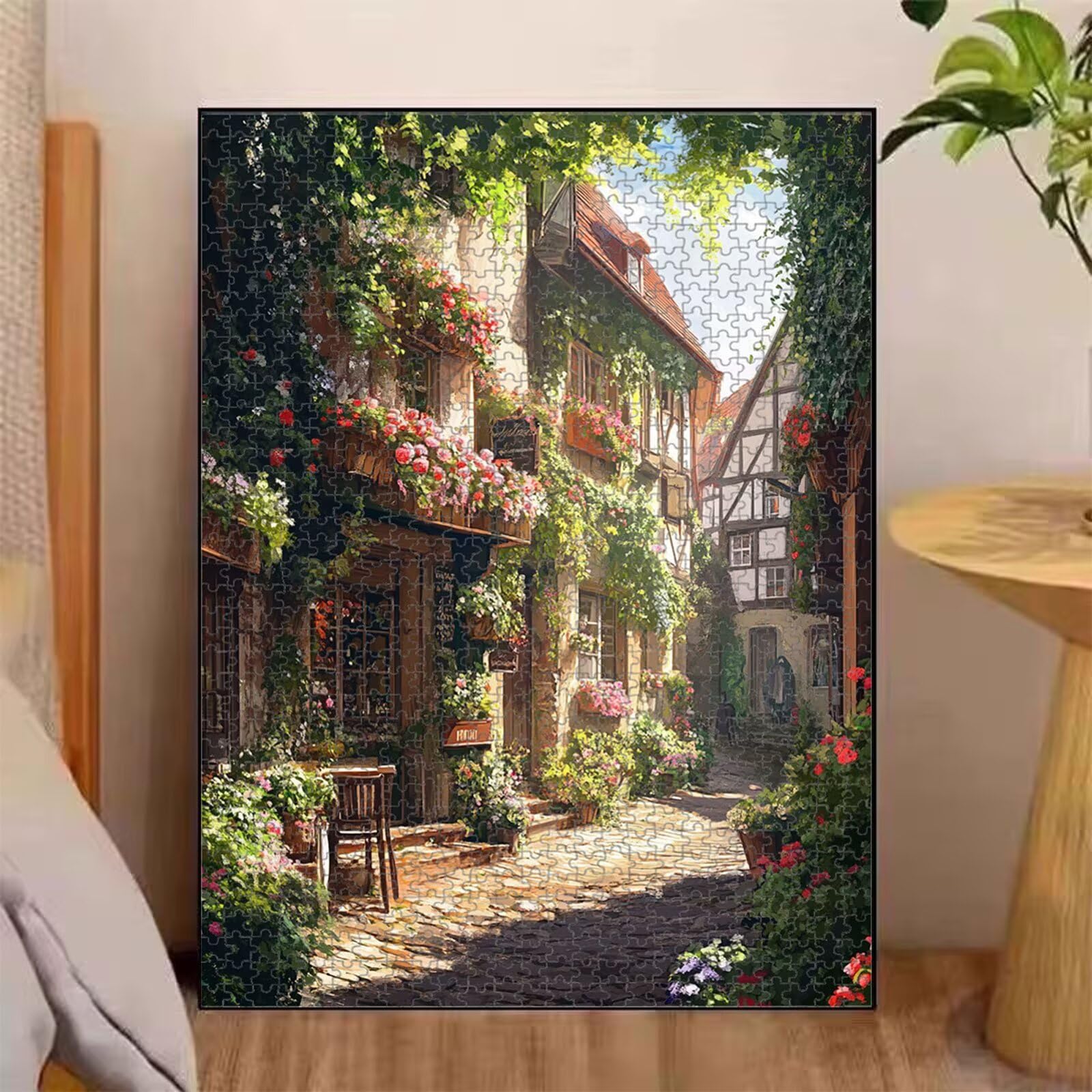 Puzzle 1000 Pezzi Piccola città & Fiore Puzzle in Legno Durevole 1T#1582