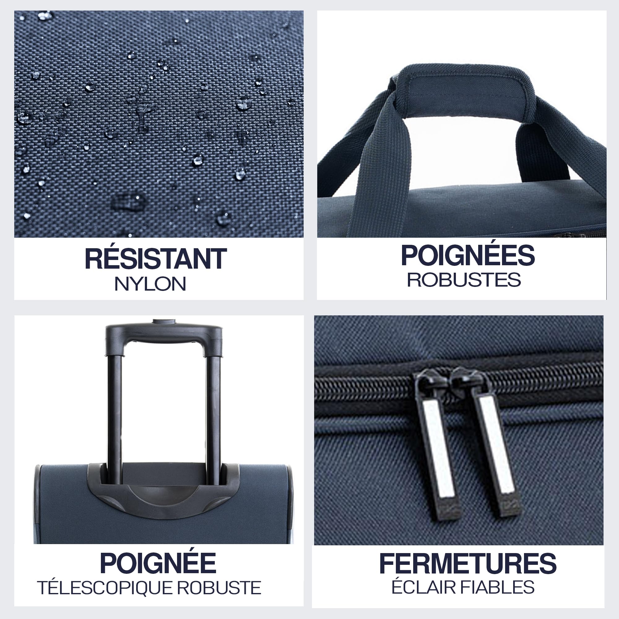 FERGÉ Sac de Voyage à roulettes Paris | Compartiment séparé pour Chaussures Bagage Souple Trolley Sac de Voyage 90 litres, Marine