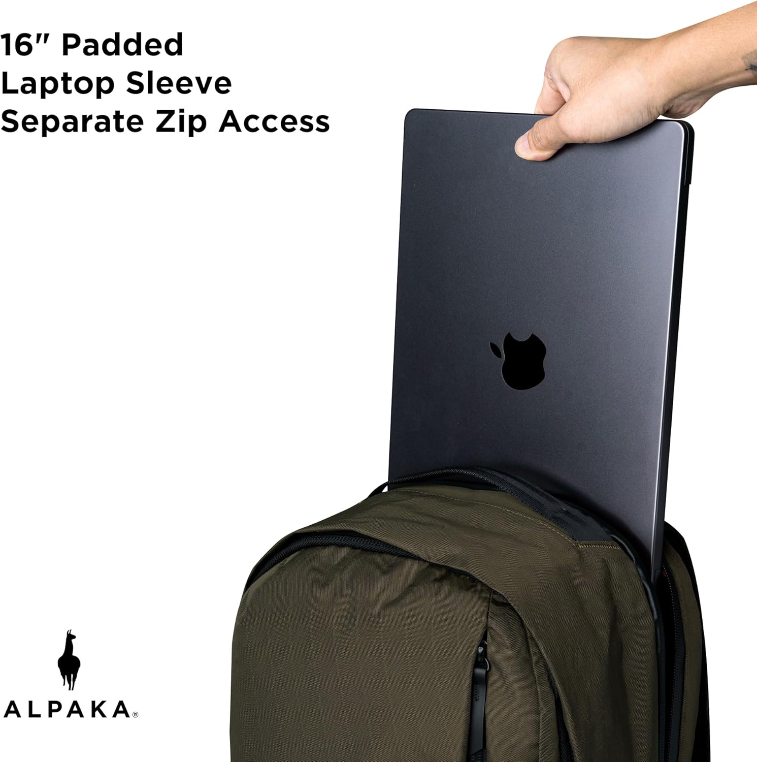 ALPAKA Metro Backpack Pro for Men - Fits 16" Laptop Business Travel Backpack with YKK Zippers, MOD Key Leash & Luggage Pass-through, Weatherproof X-pac Material Work Bag(Olive Green)