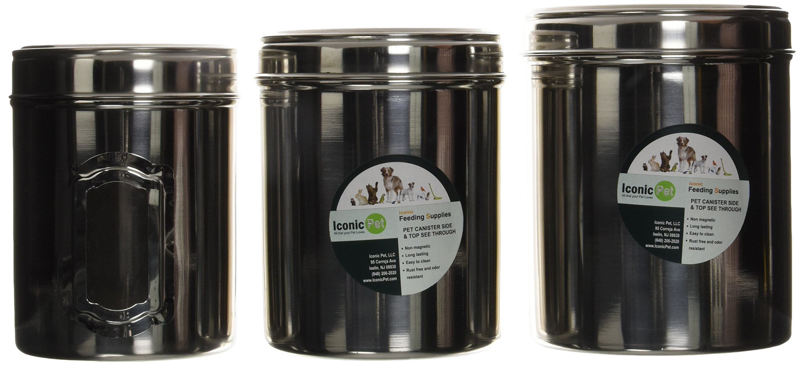 Iconic Pet Different Sizes of Canister with See Through Lids (Set of 3), Model Number: 51662