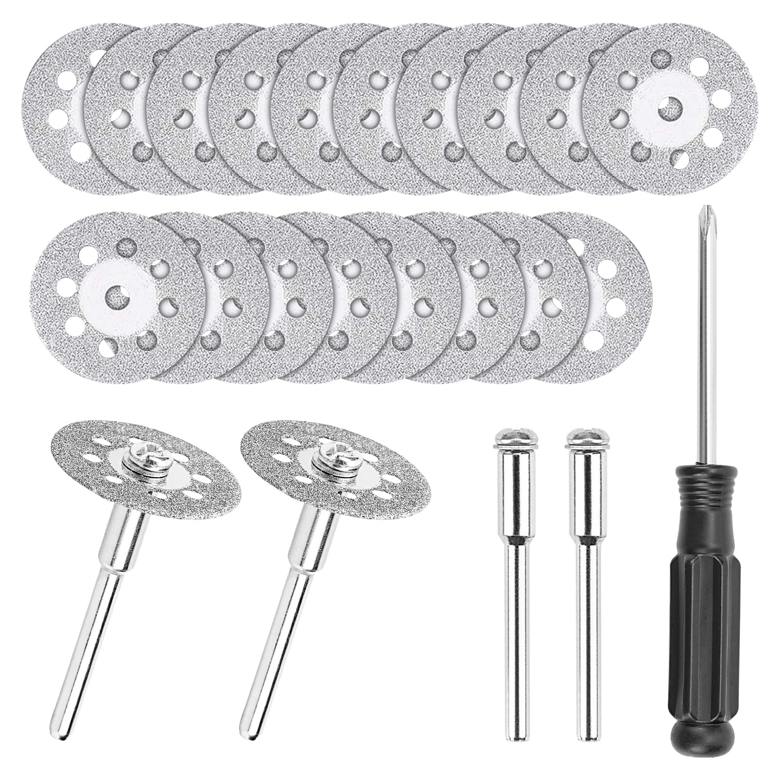 Junchamp 22mm Diamond Cutting Discs for Rotary Tools, 20 Pack, 3mm Mandrels