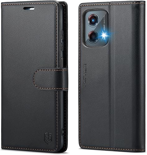 Miniatura 1 de Funda tipo cartera para Moto G 5G 2023 con bloqueo RFID, soporte para tarjetas de crédito, de piel sintética, cierre magnético, a prueba de golpes,