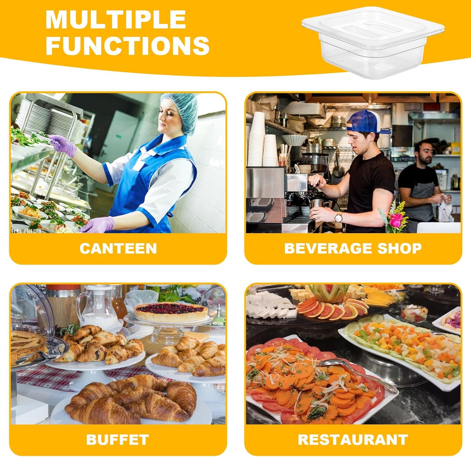 6 Pcs Clear Polycarbonate Food Pans with Lids, 1/6 Stackable Plastic Foods Pans for Commercial Kitchen Restaurant Food Prep, Freezer-Safe, 2.6 Inches Deep - Image 6