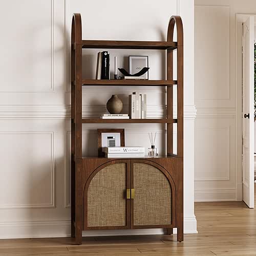 Nathan James Paxton Boho Arched Bookshelf with Solid Wood Frame