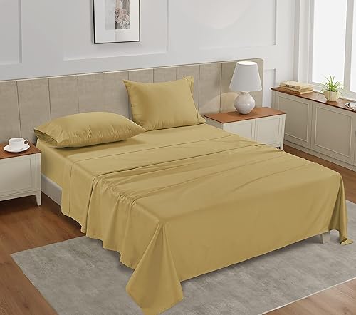 Miniatura 2 de LANE LINEN Juego de sábanas de 100 % algodón de 3 piezas, sábanas de satén suave, sábanas de 450 hilos, sábanas transpirables de tamaño individual,