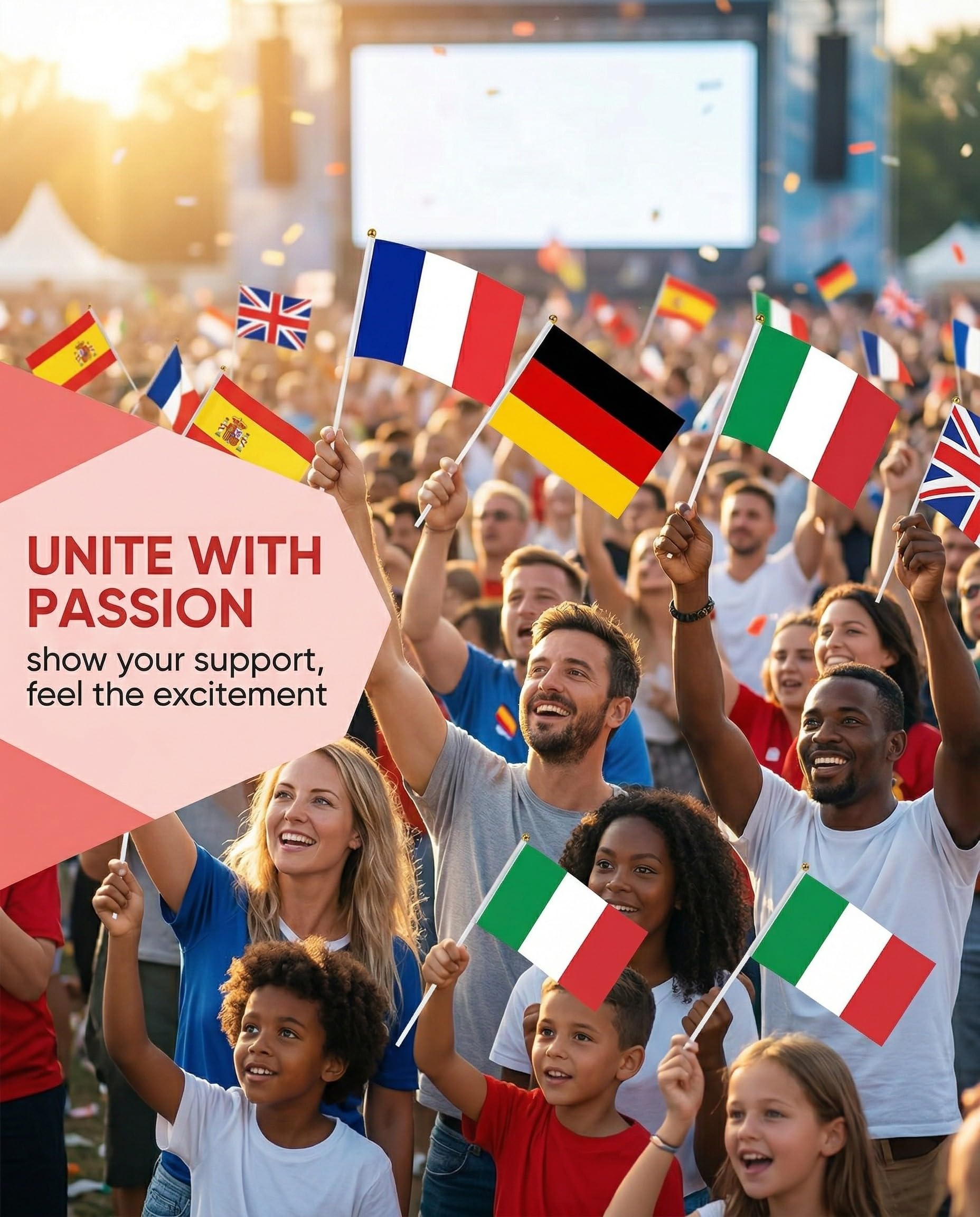 Banderas Países Europeos 24 Unidades Doble Cara con Palo para Mundial Eurocopa Fútbol Fiestas Decoración Eventos Deportivos