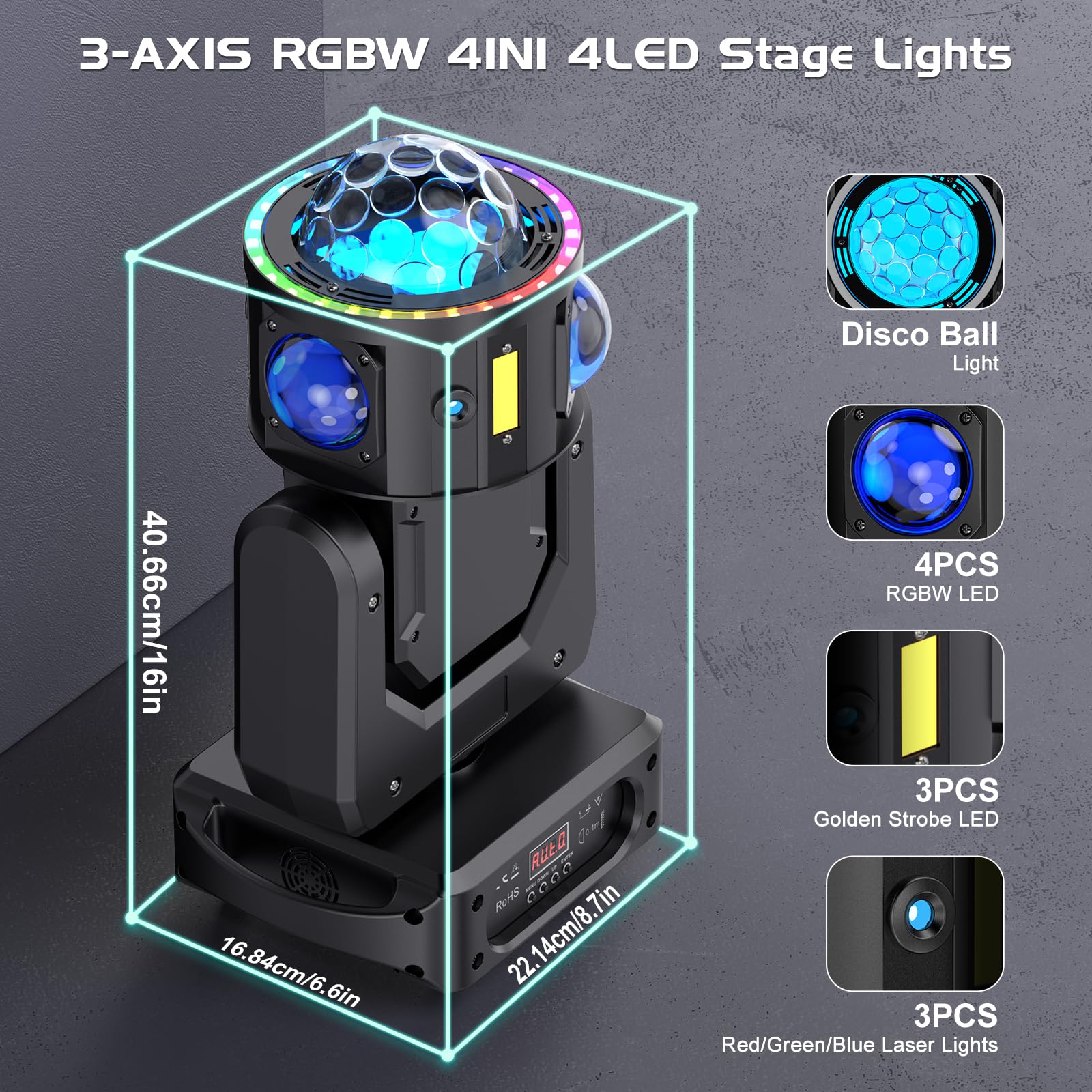 150W Moving Head LED RGBW Beam Discokugel Partylicht Stroboskop Lichteffekte für Disco Party Club Weihnachten Bühnenlicht