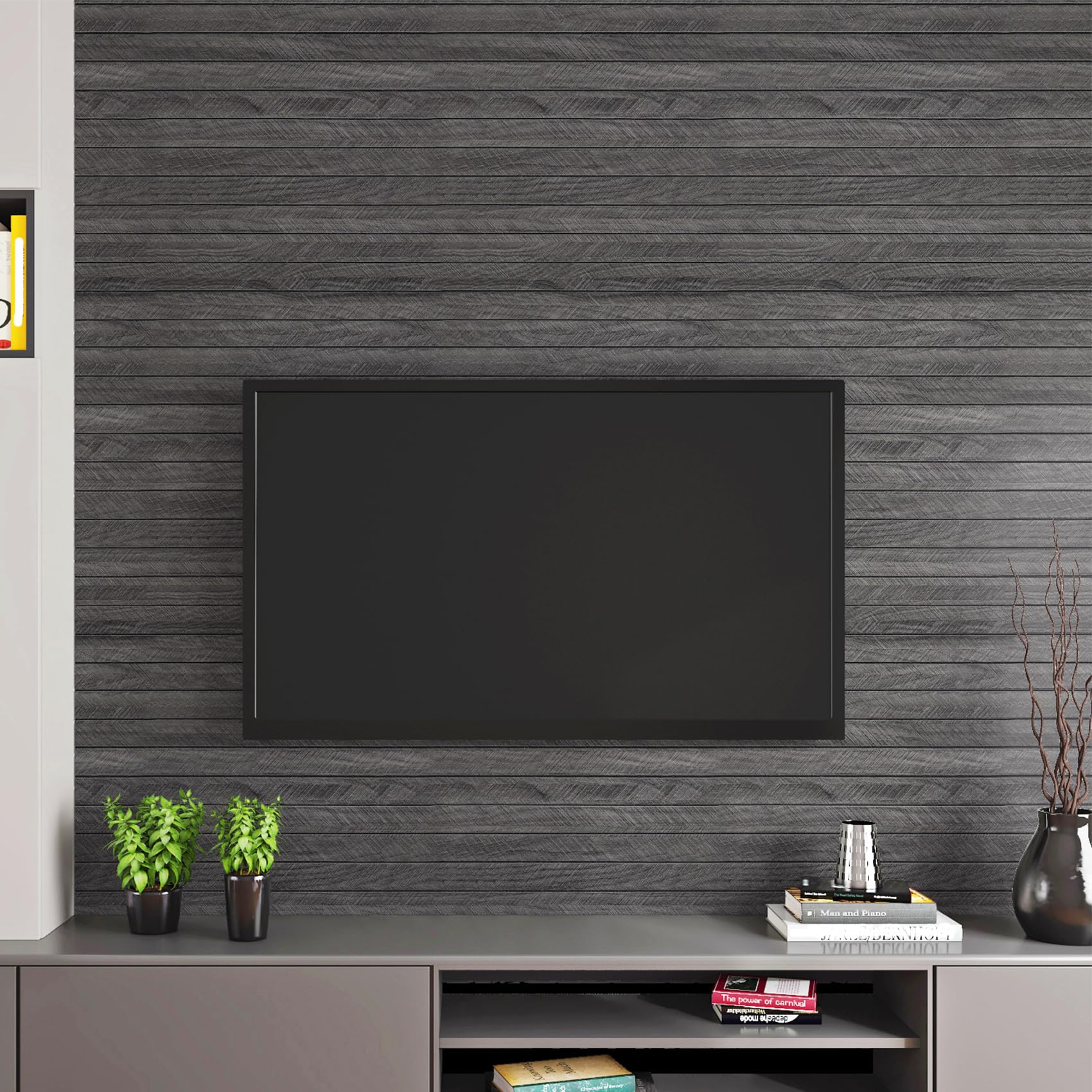 ReWallpaper Rotolo Pannelli Murali Adesivi Legno Grigio 60CMx5M Carta Da Parati In Schiuma Adesiva 3d per Soggiorno Sala Musica Decorativo Insonorizzato Pannello Rivestimento Parete Lavanderia