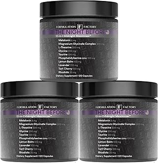 10-in1 Magnesium Glycinate Sleep Aid - The Night Before Recovery Complex with Melatonin & L-Theanine - Natural Relaxation Support (6 Month Supply, 360 Capsules)