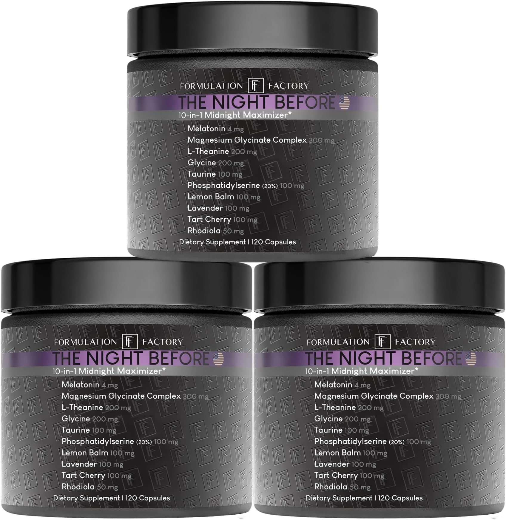 10-in1 Magnesium Glycinate Sleep Aid - The Night Before Recovery Complex with Melatonin & L-Theanine - Natural Relaxation Support (6 Month Supply, 360 Capsules)