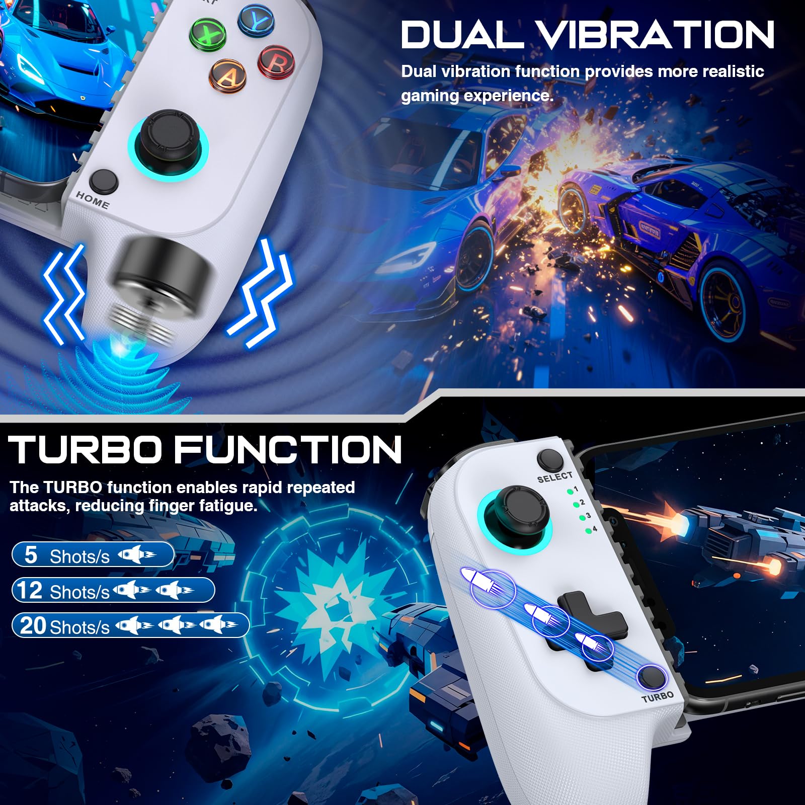 Controlador de juego móvil para iPhone/Android, mando de teléfono inalámbrico, compatible con funda de teléfono, controlador de juegos con palanca de mando Hall adecuado para Xbox Game Pass, Steam