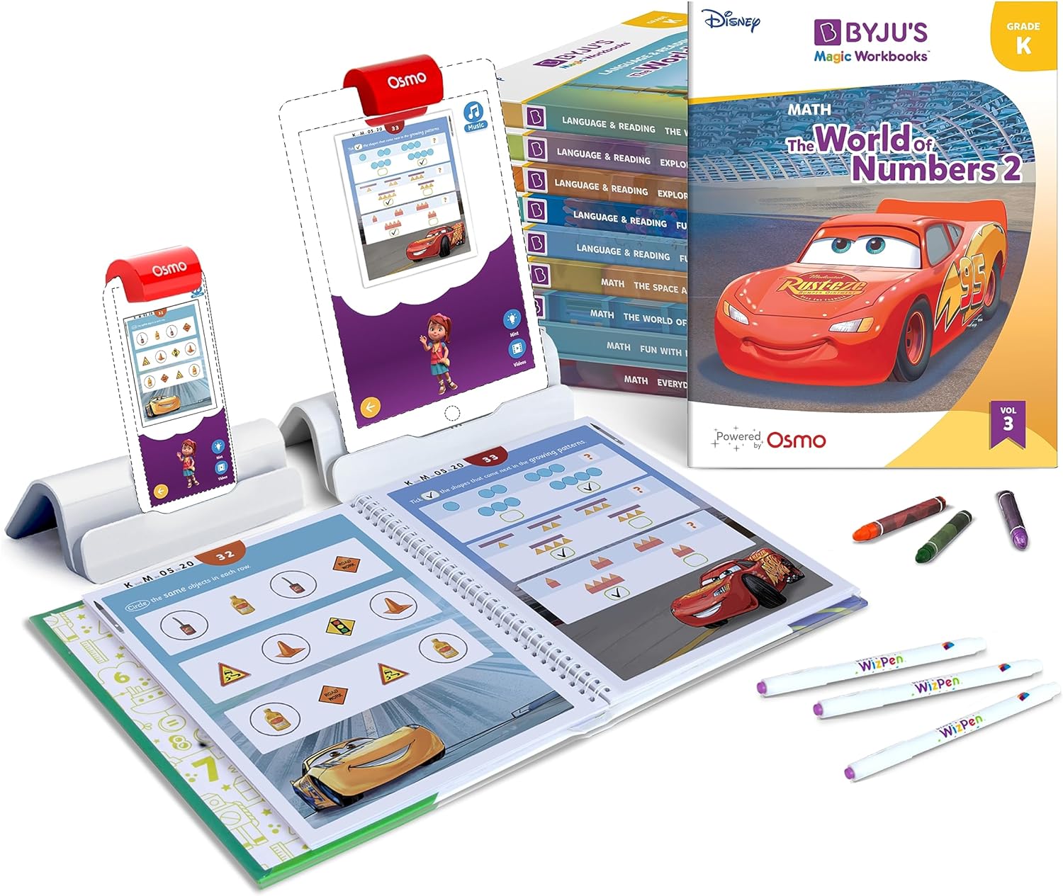 BYJU’S Learning Kit: Disney, Kindergarten Premium Edition for iPhone & iPad (App + 10 Workbooks) Ages 4-6 - Featuring Disney & Pixar Characters-Letter Sounds, Sight Words & Numbers-Osmo base included iPad Kindergarten