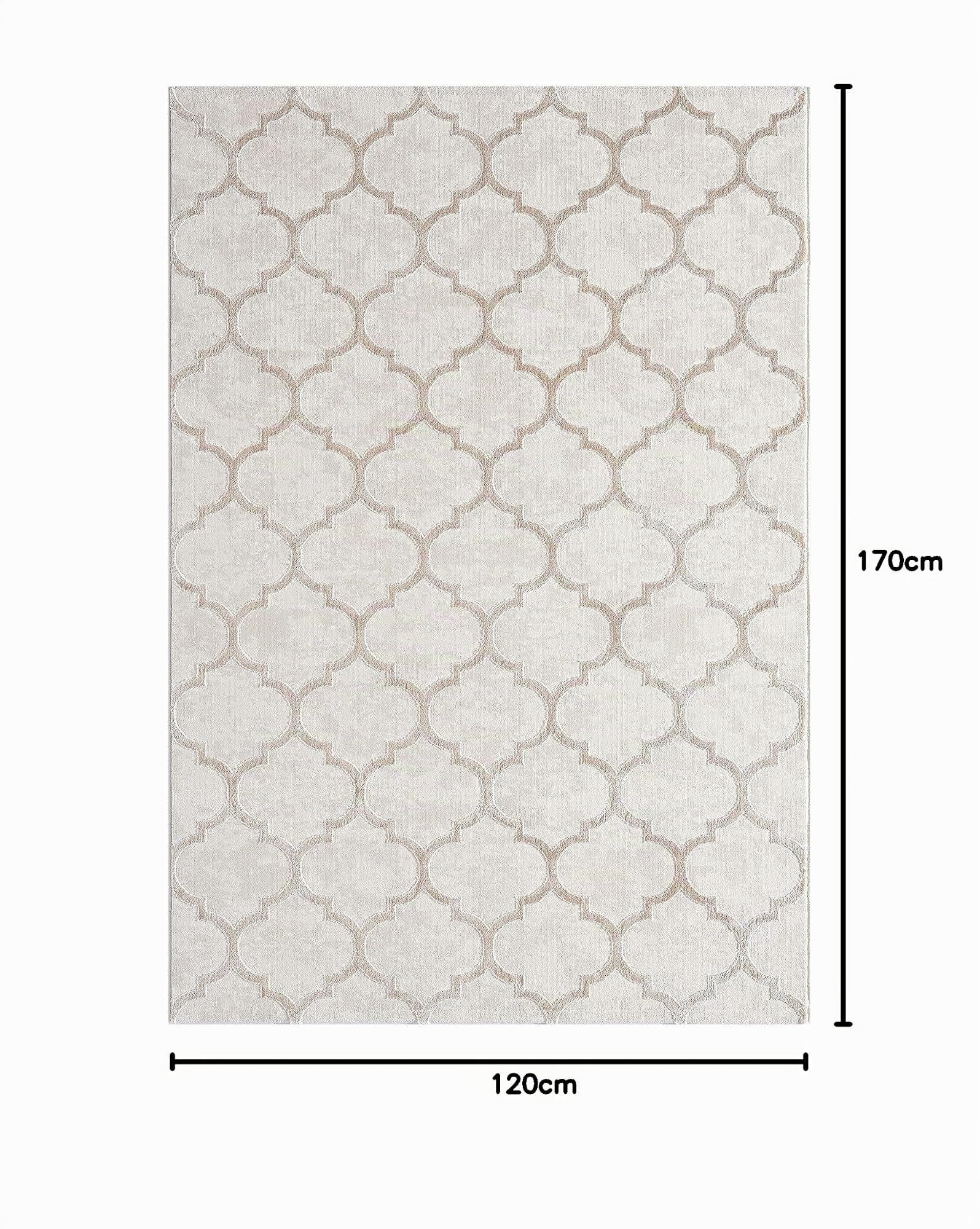 the carpet Knight Eleganter - Tappeto da soggiorno a pelo corto, effetto 3D lucido, struttura ad alta profondità, beige, 120 x 170 cm