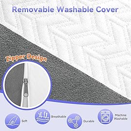 Vekkia Wedge Pillow for Side Sleeping, Ergonomic Back Support Pillow with High-Density Foam for Pregnancy Support, Back Pain, Preventing Bedsores, Surgery Recovery, Removable Cover, White/Gray