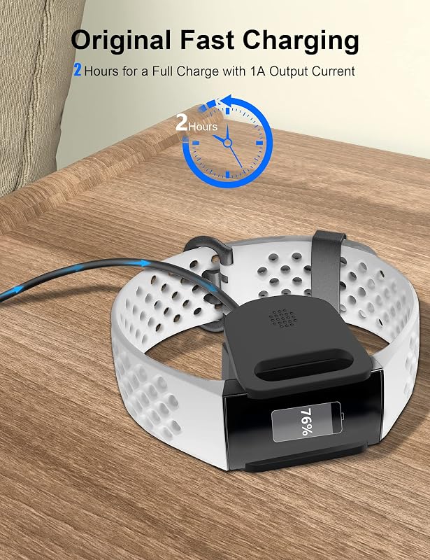 Bicmice USB Töltőkábel 1m Fitbit Charge 3/3SE Aktivitásmérőhöz - Fekete Réz Vezeték Rövidzárlat Elleni Védelemmel