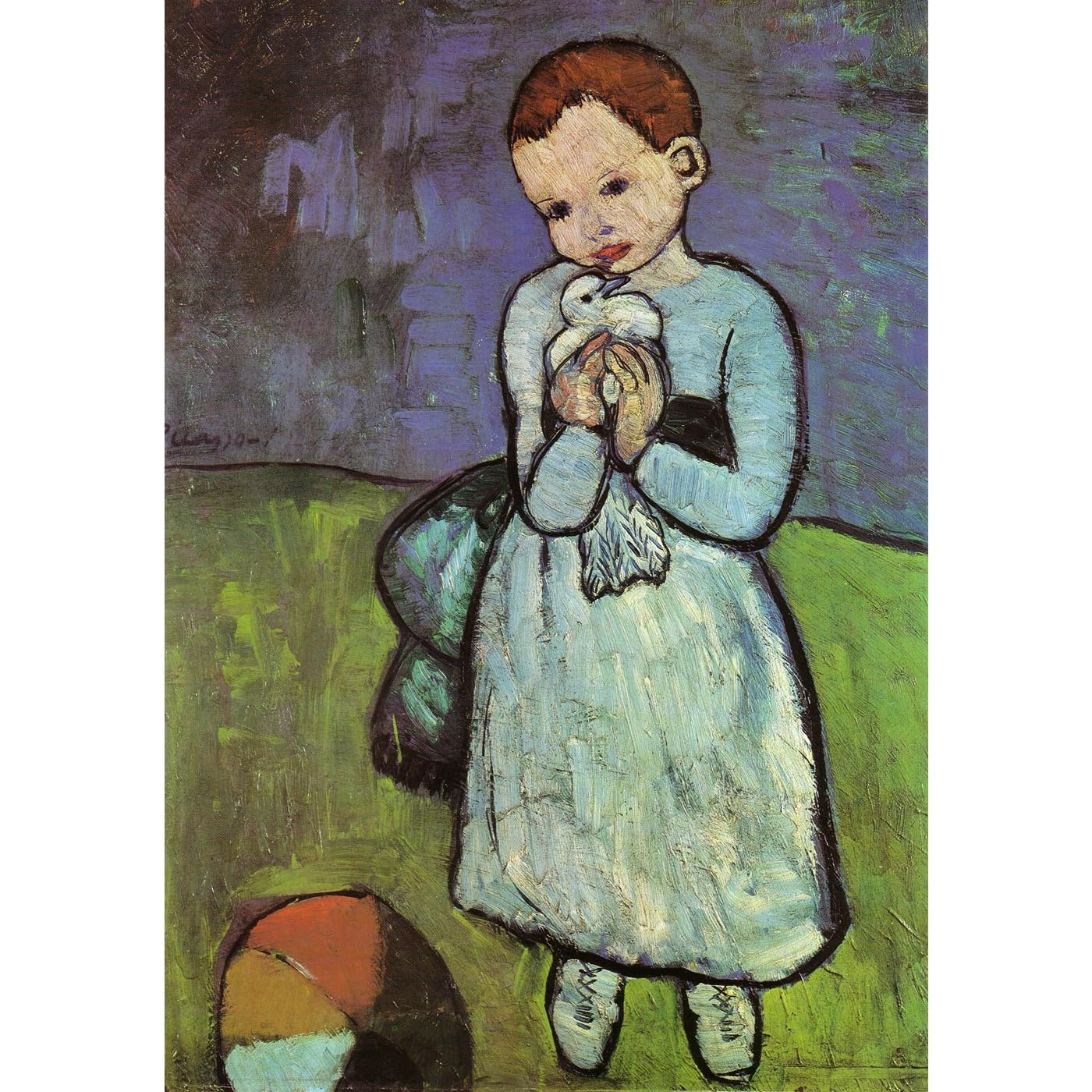 Impression giclée Enfant tenant une colombe décoration murale vintage 61x45.7cm - 2