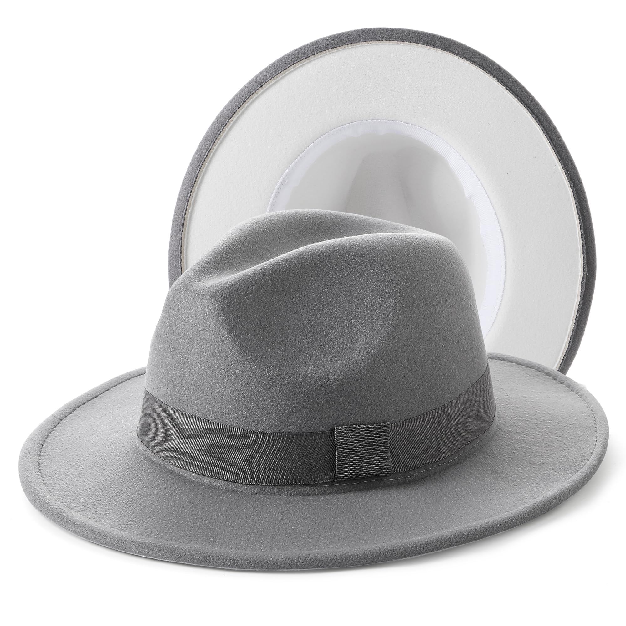 BABEYOND 1920s Fedora Hat for Men Gatsby Wide Brim Hat Felt Panama Cap