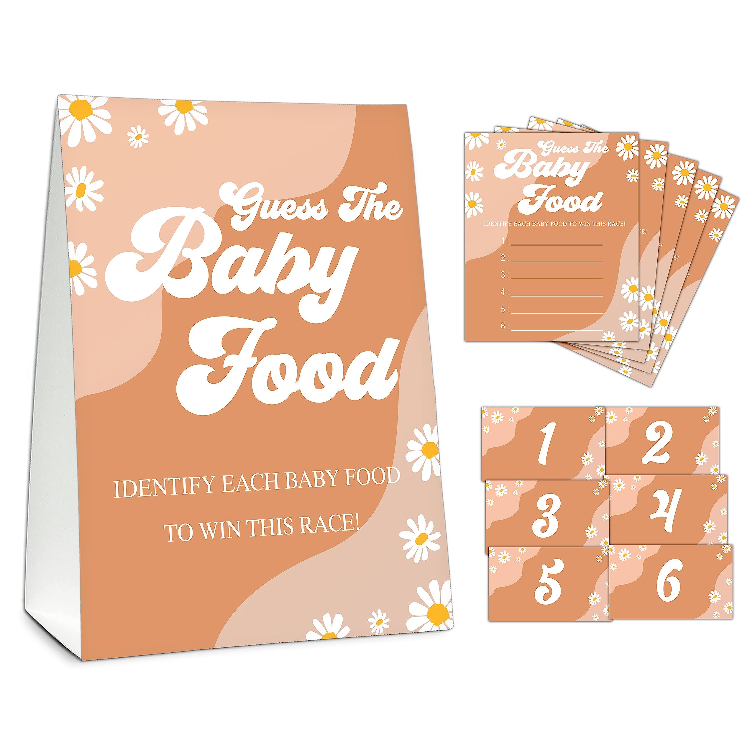 Baby Shower Game - Guess The Baby Food, Surf Beach Theme Kit With Cards & Sign