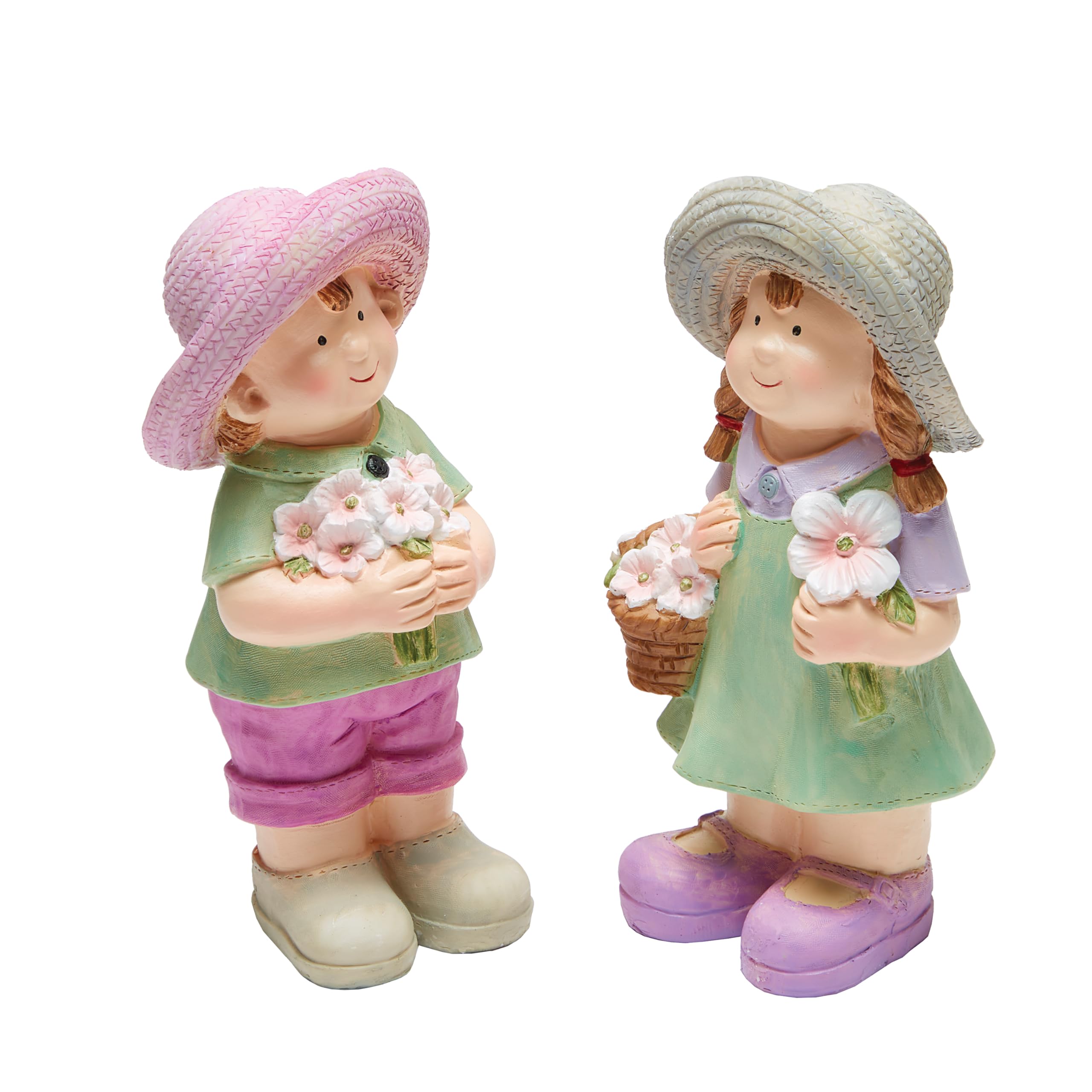 Coopers of Stortford - Set 2 Decorative Garden Ornaments - Max and Marie Garden Figures, Made from Weather-Resistant Polyresin