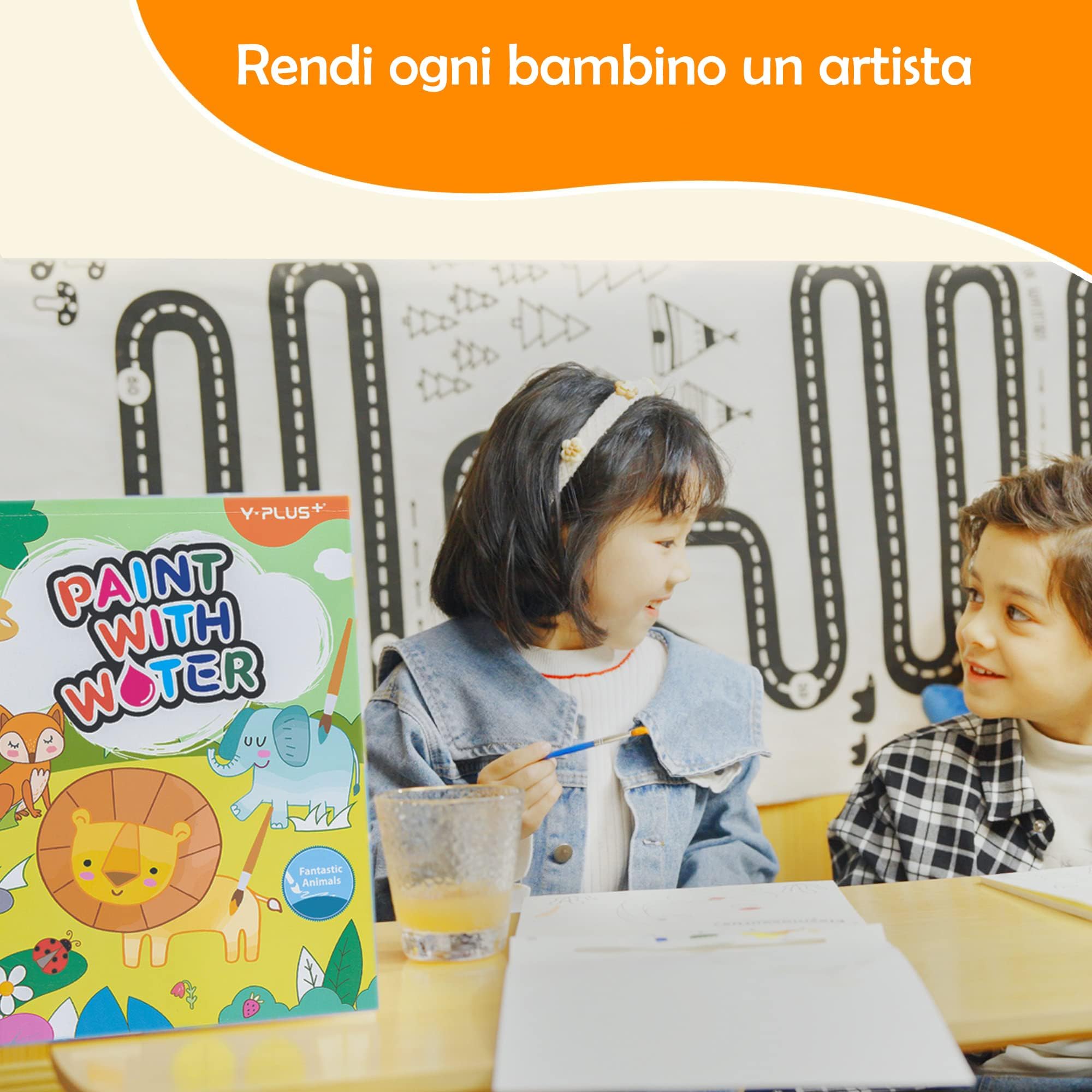 YPLUS Dipingi con Libri ad Acqua per Bambini Piccoli， Carta per Pittura ad Acquerello per Bambini 1-4 Anni， Regalo Artistico con Pennello Inclusi - 3 Libri