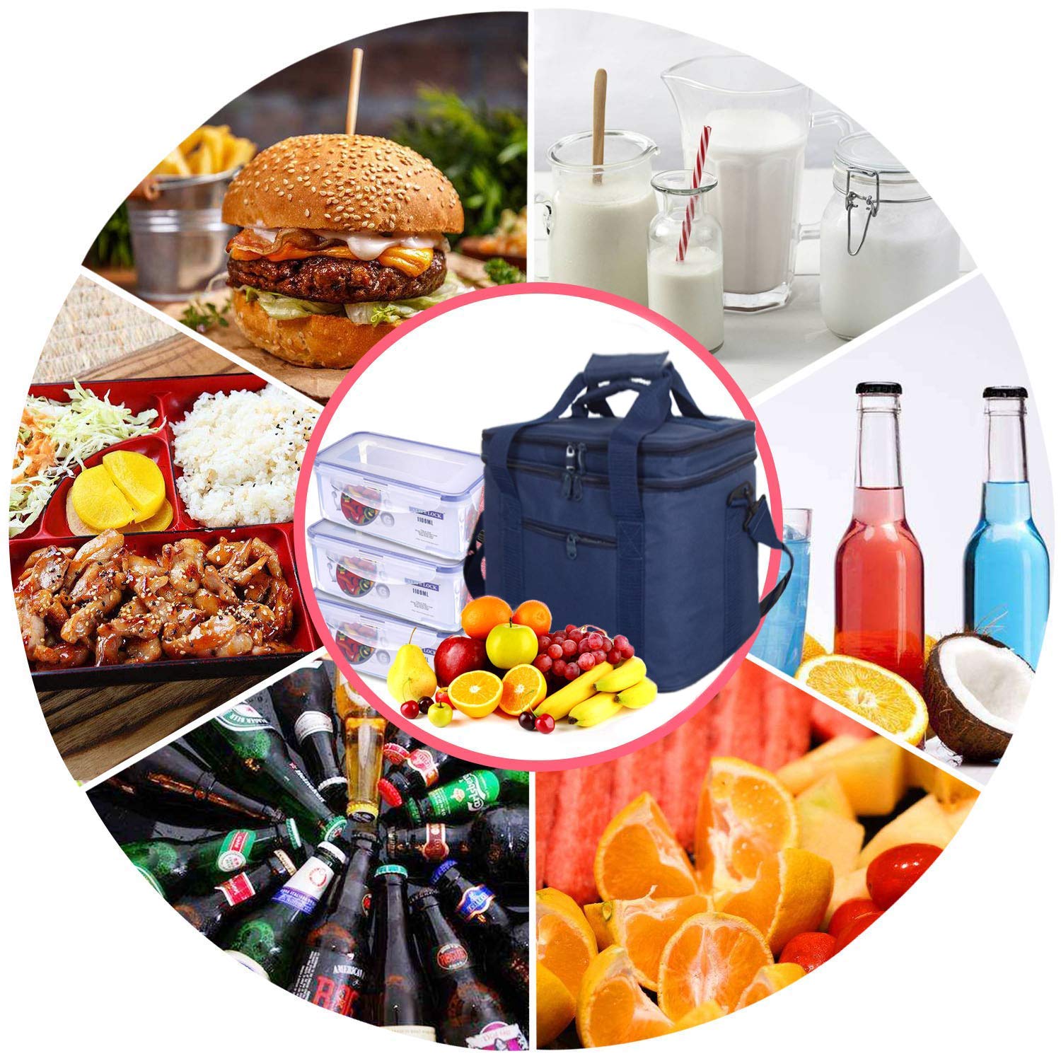 Borsa Termica Pranzo 17L SeeKool: 2 Scomparti Isolati Per Cibo E Bevande, Tracolla Regolabile, Impermeabile Per Ufficio, Scuola, Picnic E Campeggio