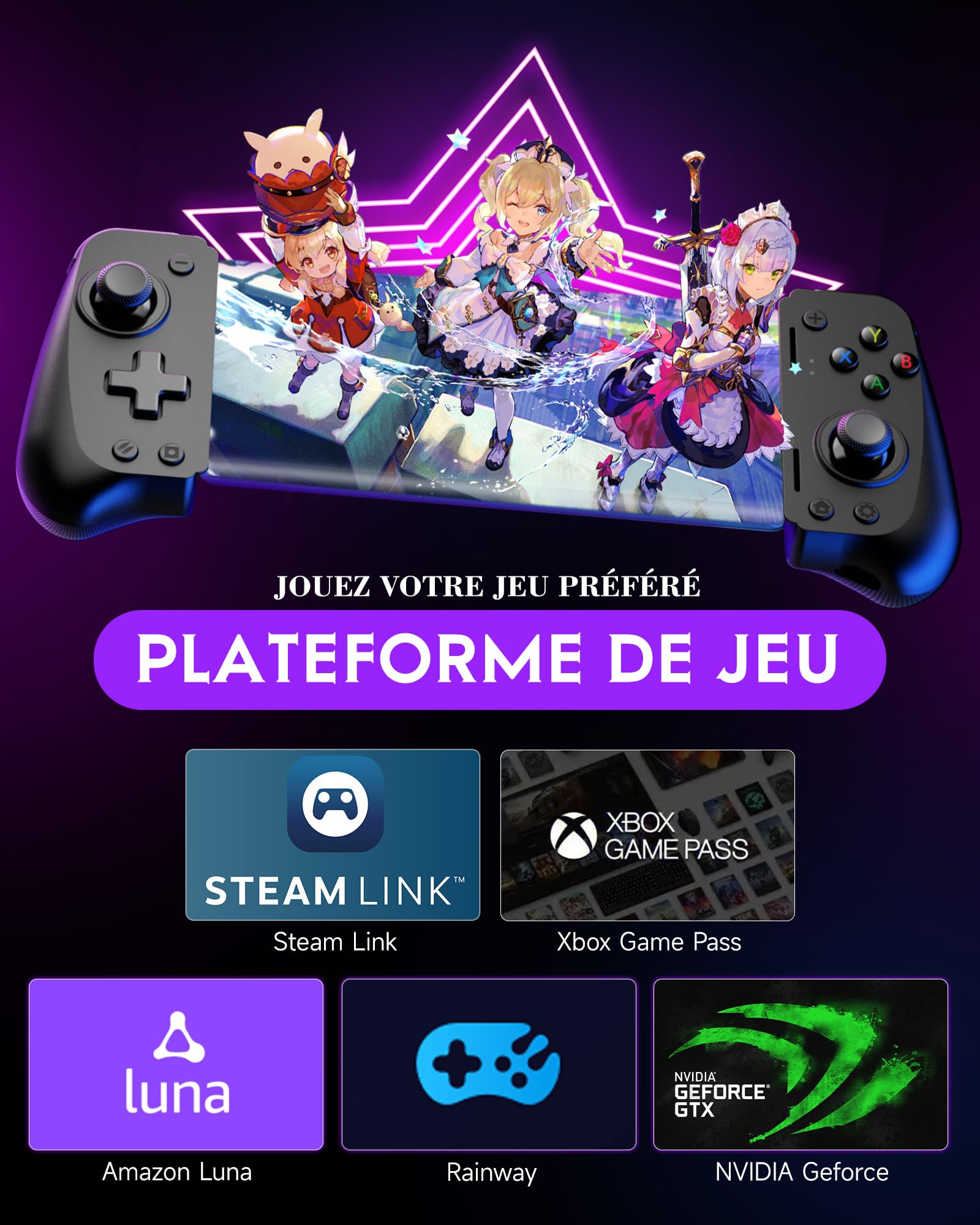 EasySMX M10 Manette Mobile pour Android et iPhone 15 (USB-C), Manette Téléphone Manette de Jeu pour XCloud, Stadia, Luna, Apex, Chargement Passthrough, Noir