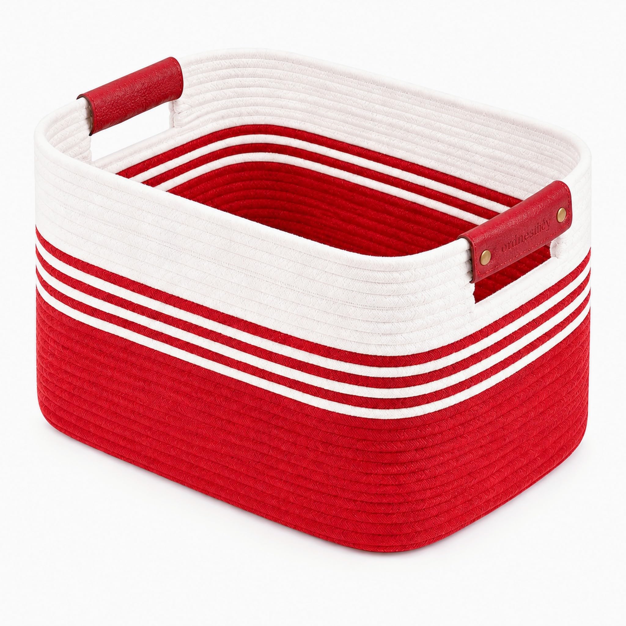 22.8GAL Extra Large Collapsible Laundry Basket for Dirty Clothes,Shoes, Sturdy Portable Aesthetic Boho Heavy Duty Wicker Hamper for Living Room Thow Pillows Blankets Storage Organizer,White Red