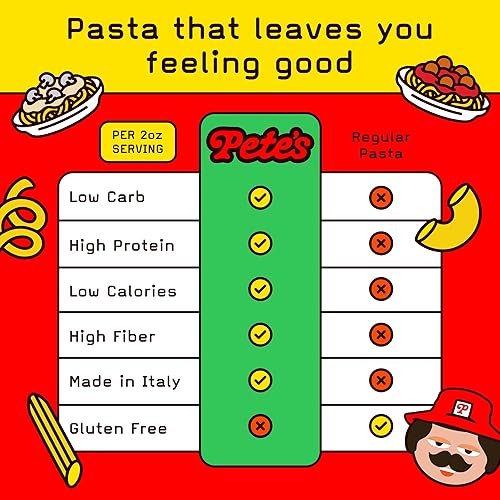 Miniatura 12 de Pete's Pasta Penne Noodles - Paquete de 3 pasta de fideos Penne de 8 onzas – 0.25 oz de pasta baja en carbohidratos – 0.60 oz de pasta alta