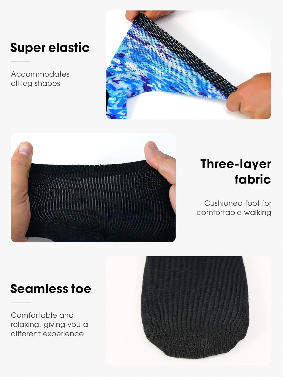 Artdear Diabetic Socks for Men & Women - 2 Pairs Non Binding Extra Wide Colorful Crew Socks for Swollen Feet Seamless Toe Loose Fit (Ocean/Pink Camo, X-Large) - Image 2