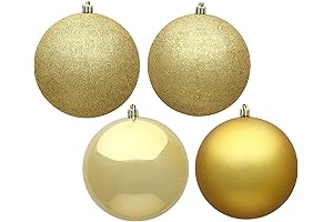 Vickerman 8 Inch Christmas Ball Ornaments - Gold Four-Finish Ball Ornament Assortment