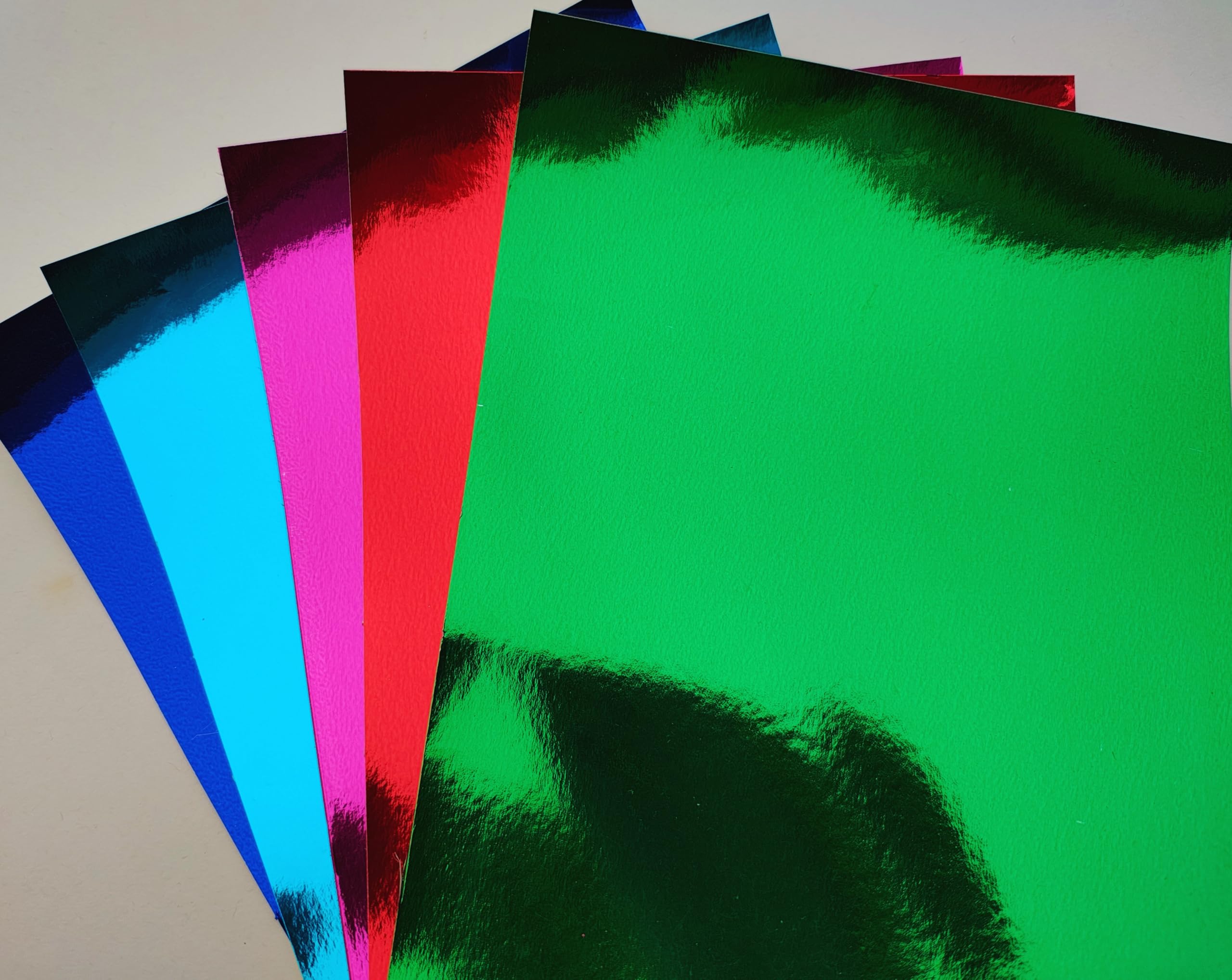 Metallic Foil Paper Sheets A4 , Multi-Colour Pack, Blue, Turquoise, Pink, Red, Green (Pack of 10) | 230 GSM Quality | Card Making | Kids Craft | Project Work | Decoration|-image-26