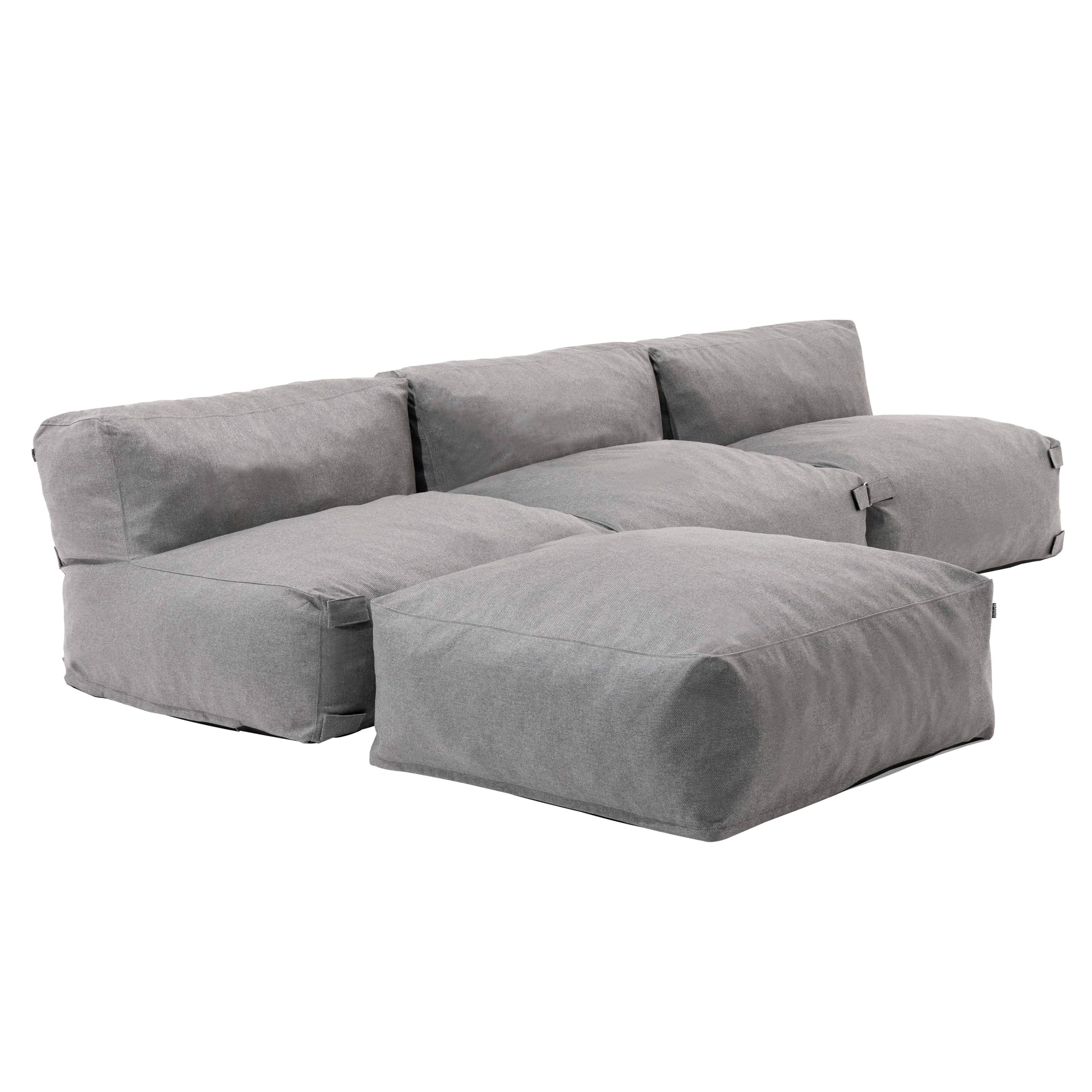 Oviala Canapé de Jardin modulable 4 Places Gris - Mixi