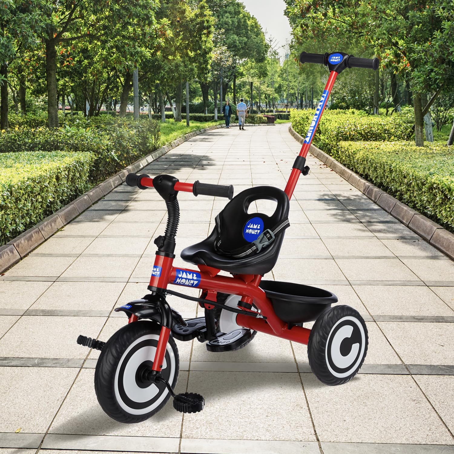 Amazon Brand - Jam & Honey Tricycle for Kids | Seatblet, Parental Handle, & Storage Basket | ISI & BIS-Compliant | for Boys and Girls 2 to 4 Years | 73 x 46 x 90 cm | Red - Image 6 thumbnail