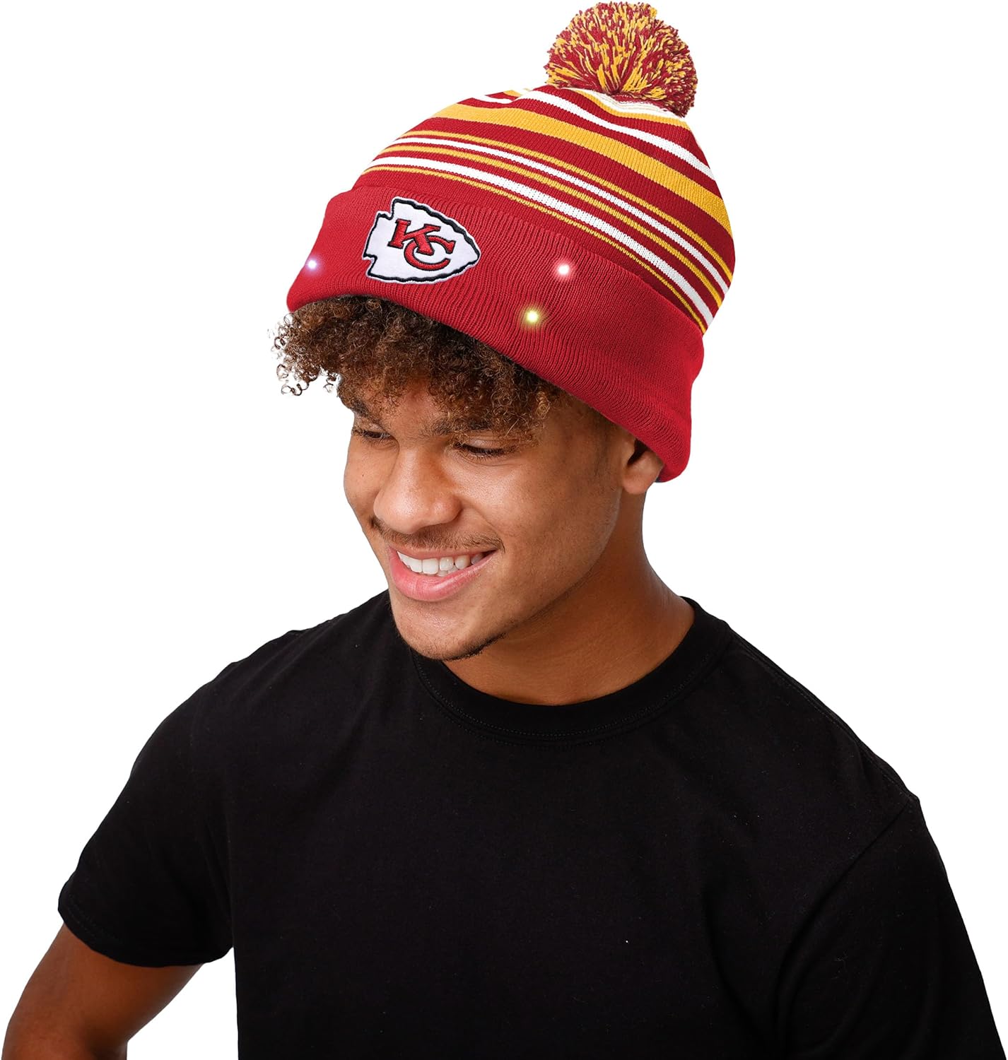 FOCO NFL Unisex-Adult Foco NFL Horizontal Stripe Light Up Beanie