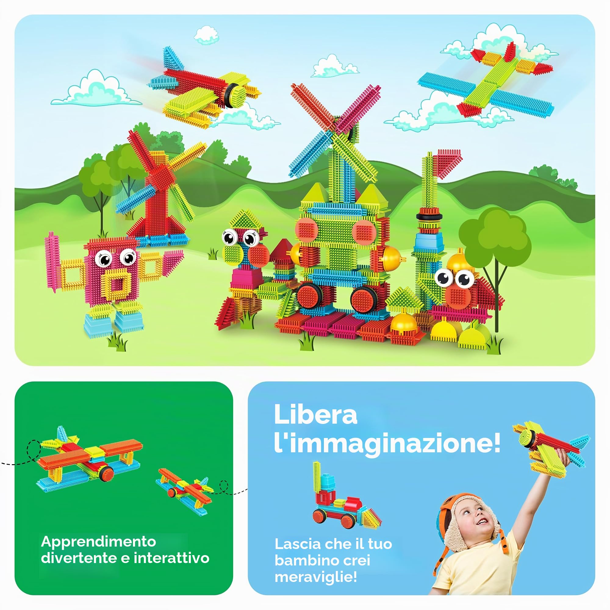 PicassoTiles PTB112 112pcs Setola Forma Blocchi Costruzione Piastrelle Imposta Costruzione Di Apprendimento Giocattolo Impilabile Blocco Educativo, Creativita oltre l'Immaginazione, Ispirazione