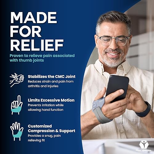 Miniatura 4 de MARS WELLNESS CMC Thumb Brace - Soporte de restricción para el pulgar CMC Articulación Pulgar Artritis Férula estabilizadora para osteoartritis y