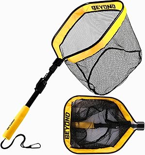 Beyond Braid Floating Fishing Net with Handle – Folding Fishing Net for Easy Storage – Telescopic Landing Net for Bass, Trout, Kayak & Boat Fishing – Durable, Lightweight & Fish Friendly