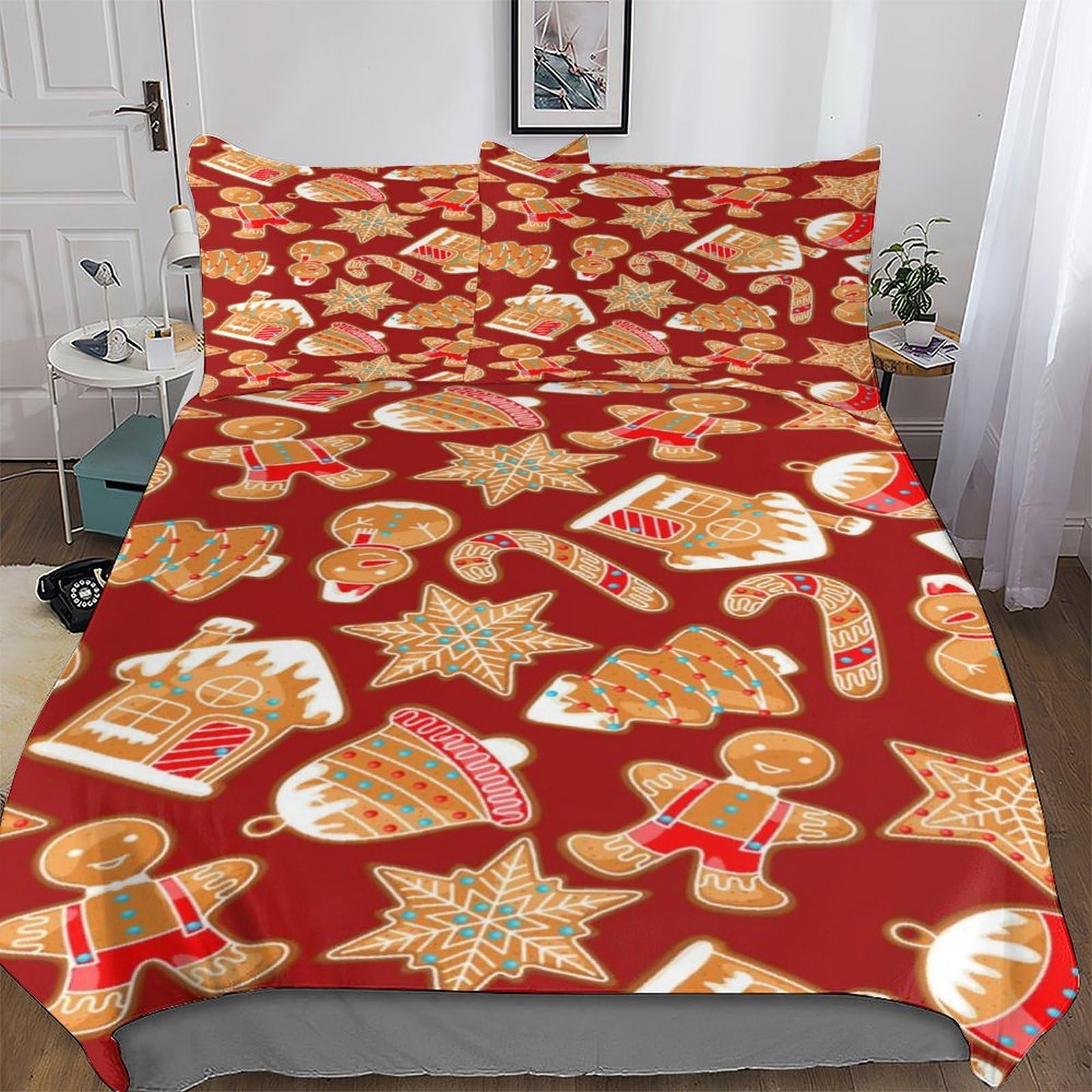 Housse couette Noël 200x200 parure de lit microfibre avec fermeture éclair enfant