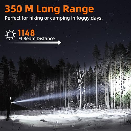 Miniatura 4 de SuperFire Linternas recargables de alto lúmenes, 2000 lúmenes, linterna táctica de emergencia LED súper brillante, 5 modos de luz, linternas LED de