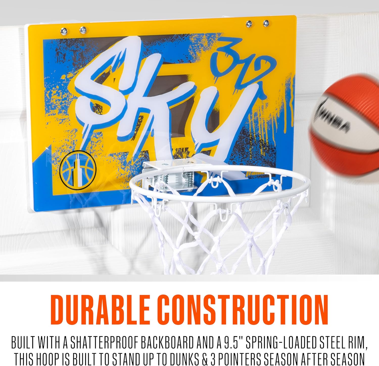 Franklin Sports WNBA Team Over The Door Basketball Hoops - Kids Indoor Mini Basketball Hoop + Ball Set - WNBA Fan Mini Hoops