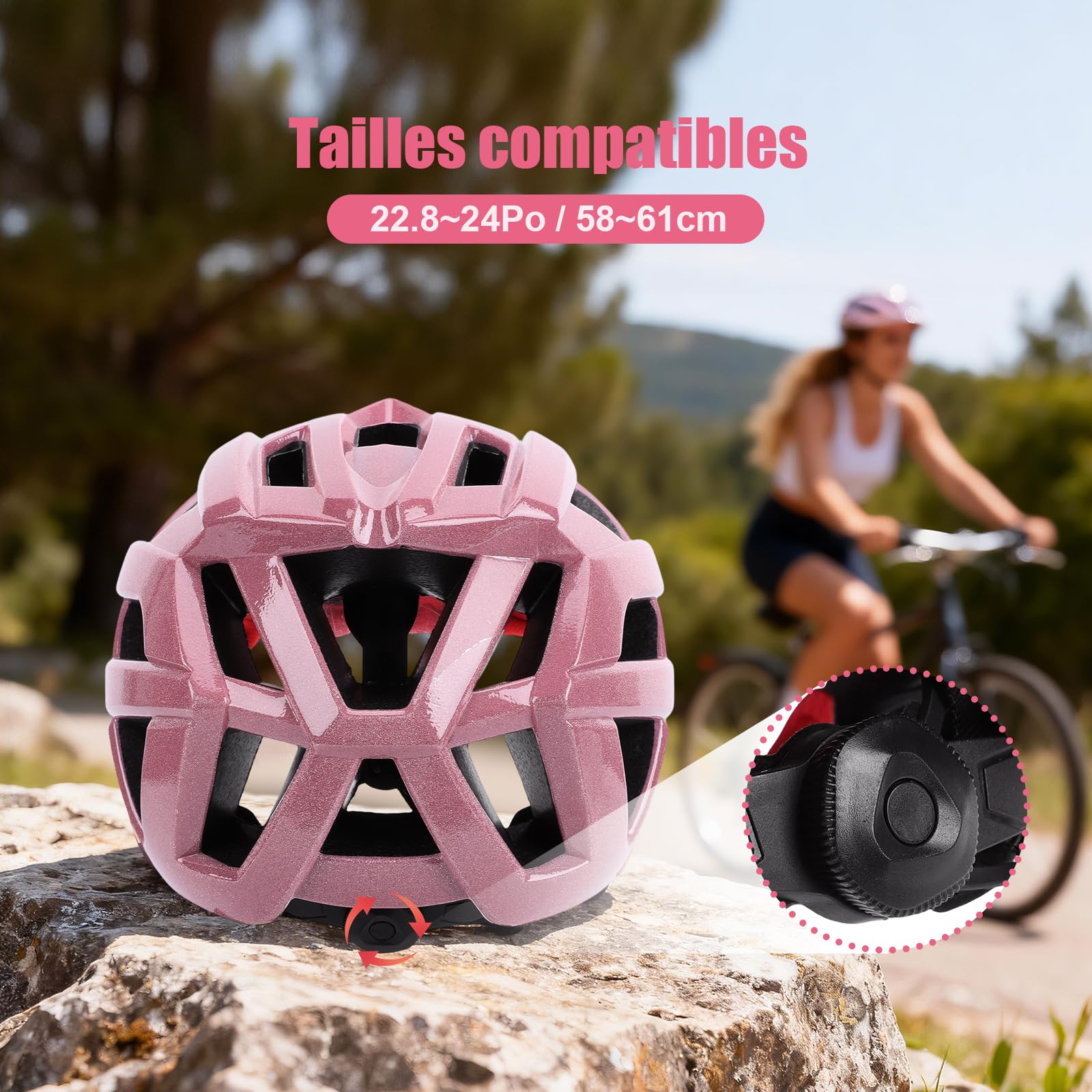 TOMSHOO Casque Vélo Adulte Homme et Femme, Réglable 58–61 cm, avec Visière Amovible et Coussins Intérieurs Confortables, pour VTT, Vélo de Route et Circulation Urbaine