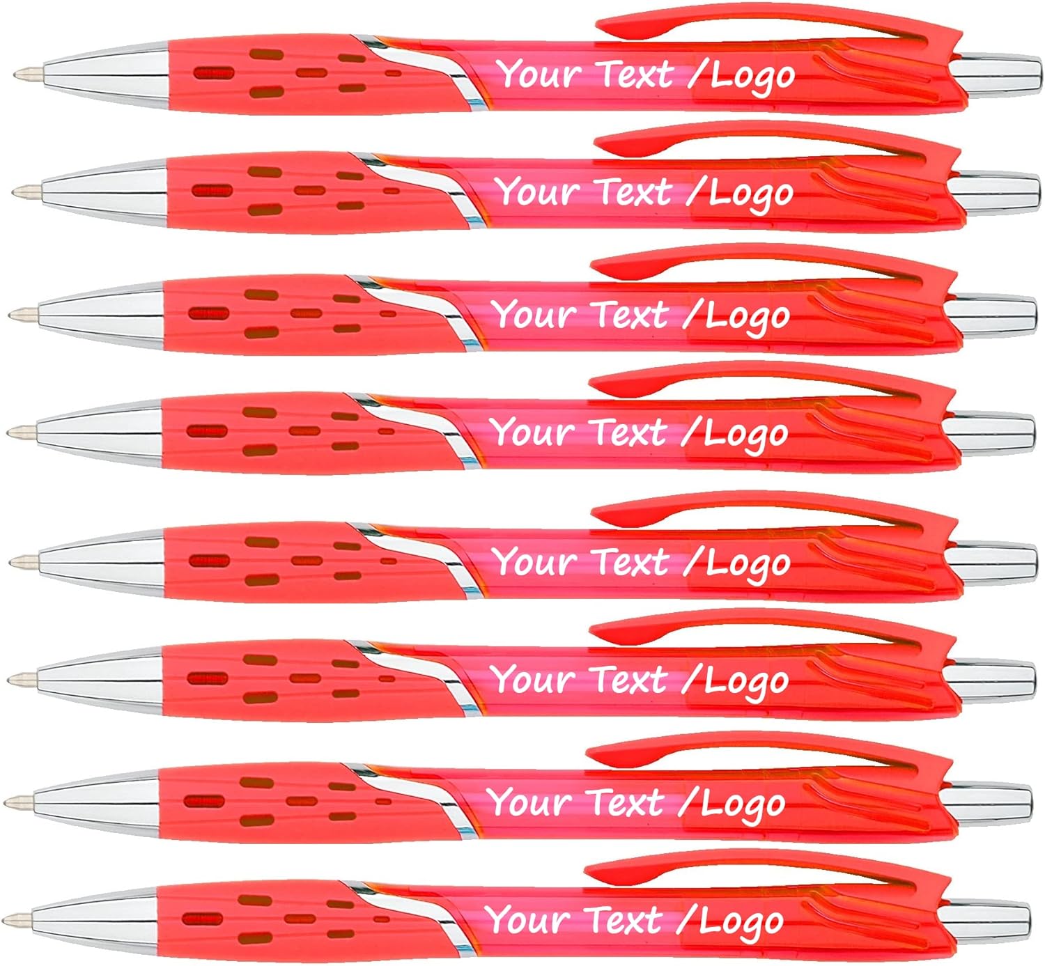 SyPen Personalized Ballpoint Pens With your Custom Logo or Text-300 Pack Bulk-for Businesses, Parties, and Events, Custom Printed, Vivid Colored Translucent Barrel, Click Pens, Black Ink, Blue Pens