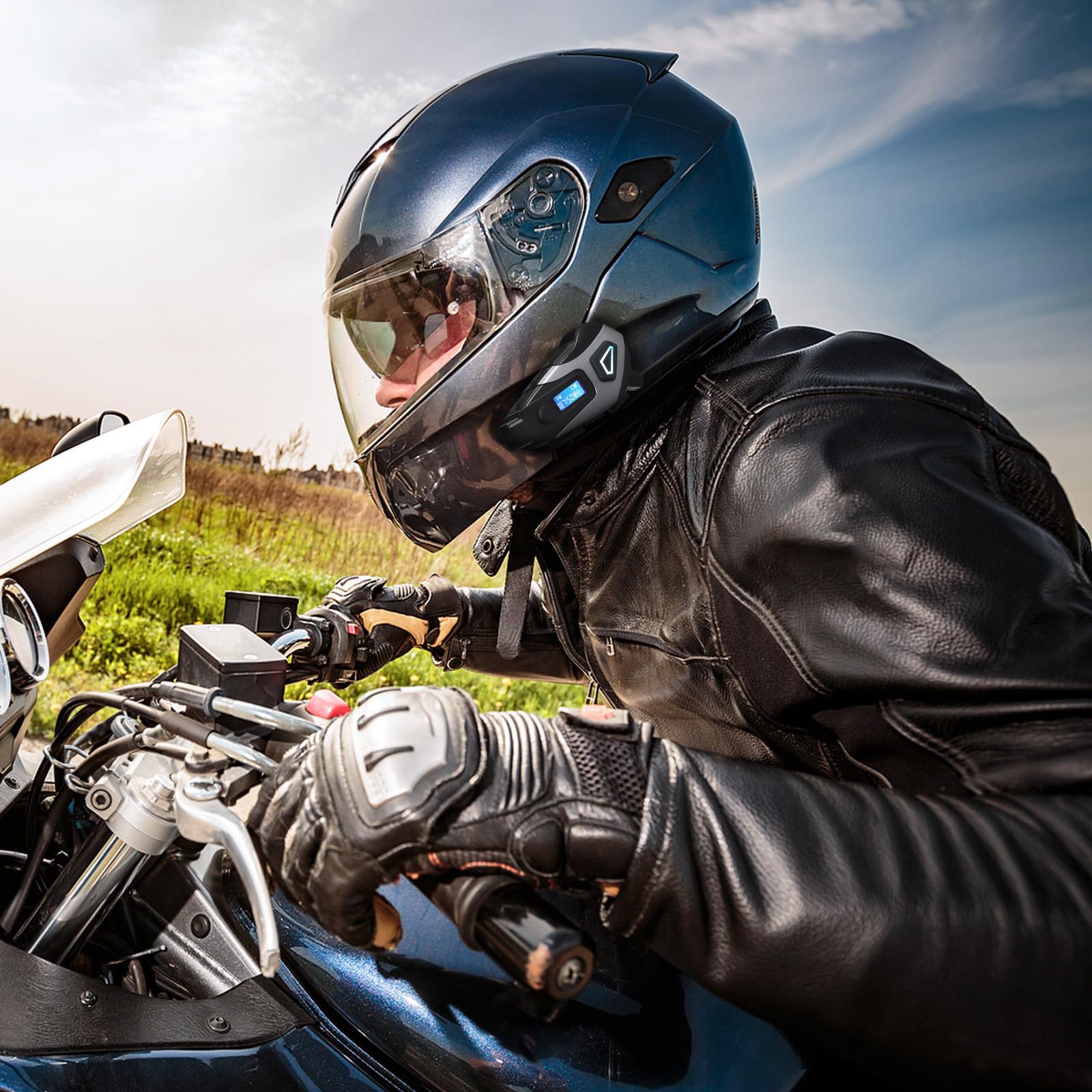 POPETPOP Cuffie Wireless per Casco Moto Impermeabili Batteria 1200mah, 32gb Memoria, Abbinamento Rapido, Compatibili per Uomo e Donna