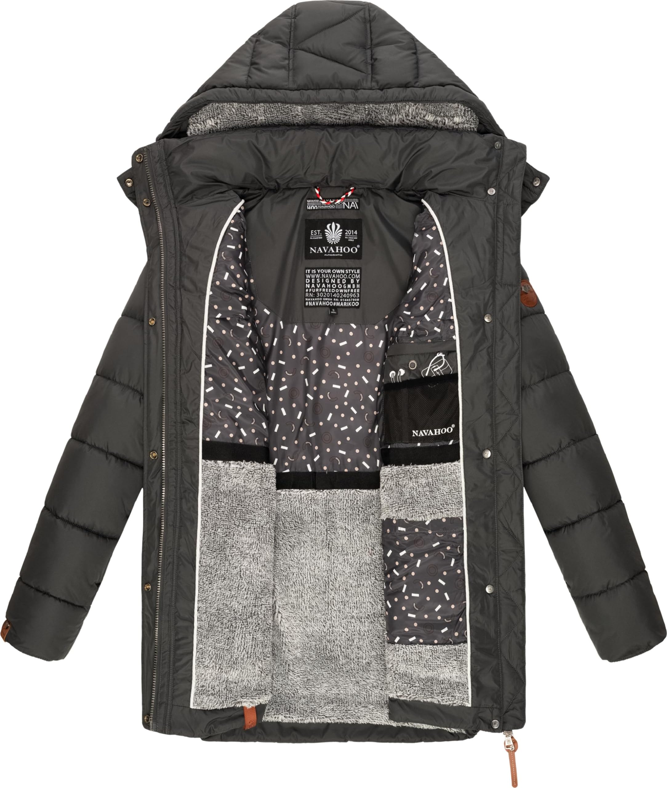 Navahoo Damen Wintermantel Steppmantel Winterjacke Kurzmantel warm gefüttert abnehmbare Kapuze Daliee XS-XXL