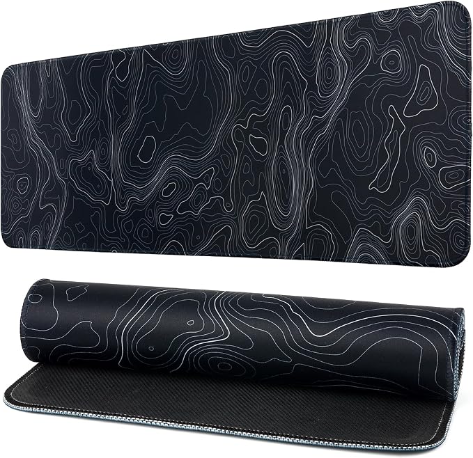 XL Gaming Mauspad Mit Topografischem Design – 80x30 Cm, Rutschfeste Gummirückseite, Ultra-glatt Für Büro & Gaming
