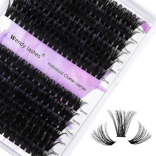 Miniatura 1 de WENDY Lashes Racimos de pestañas rizadas en racimo D, 60D+80D, extensiones de pestañas en racimo de 0.63-0.78 pulgadas, pestañas individuales suaves