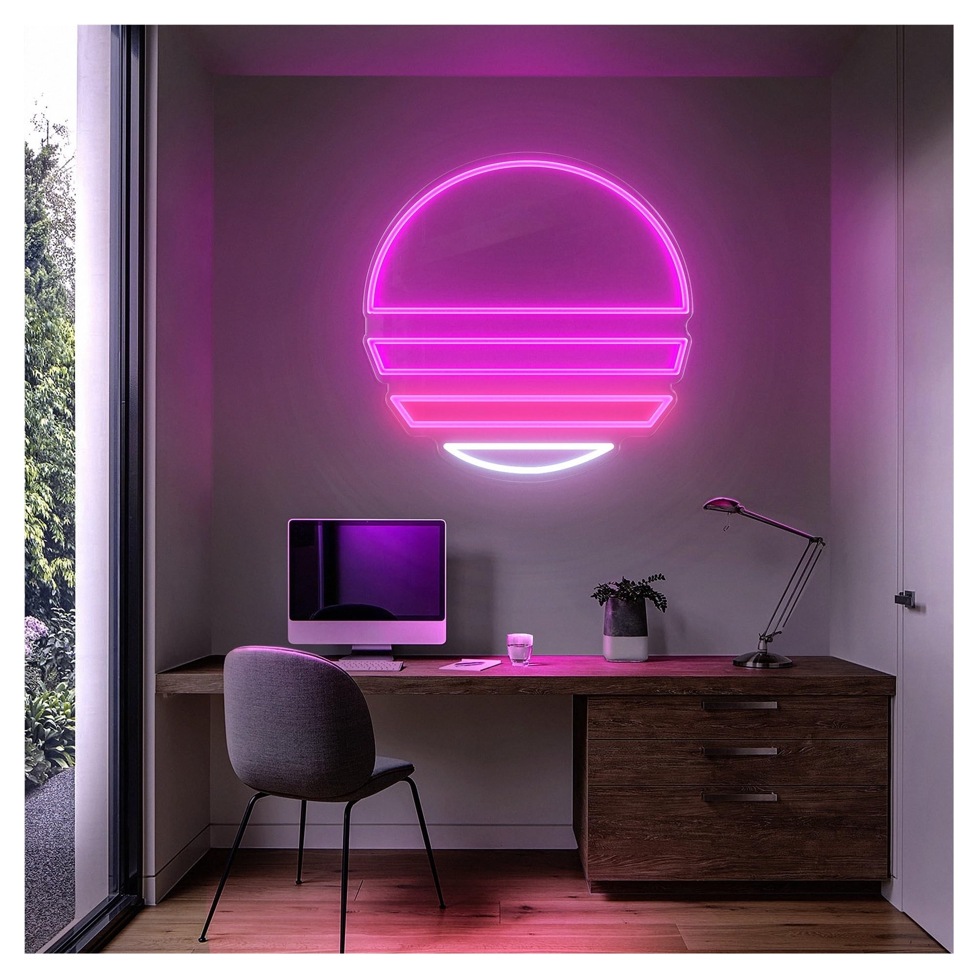 Shouxi C Sign Lamp Vaporwave Neon Sign, Suitable For Lounge Home Wall Decor With Dimmable 50Cm