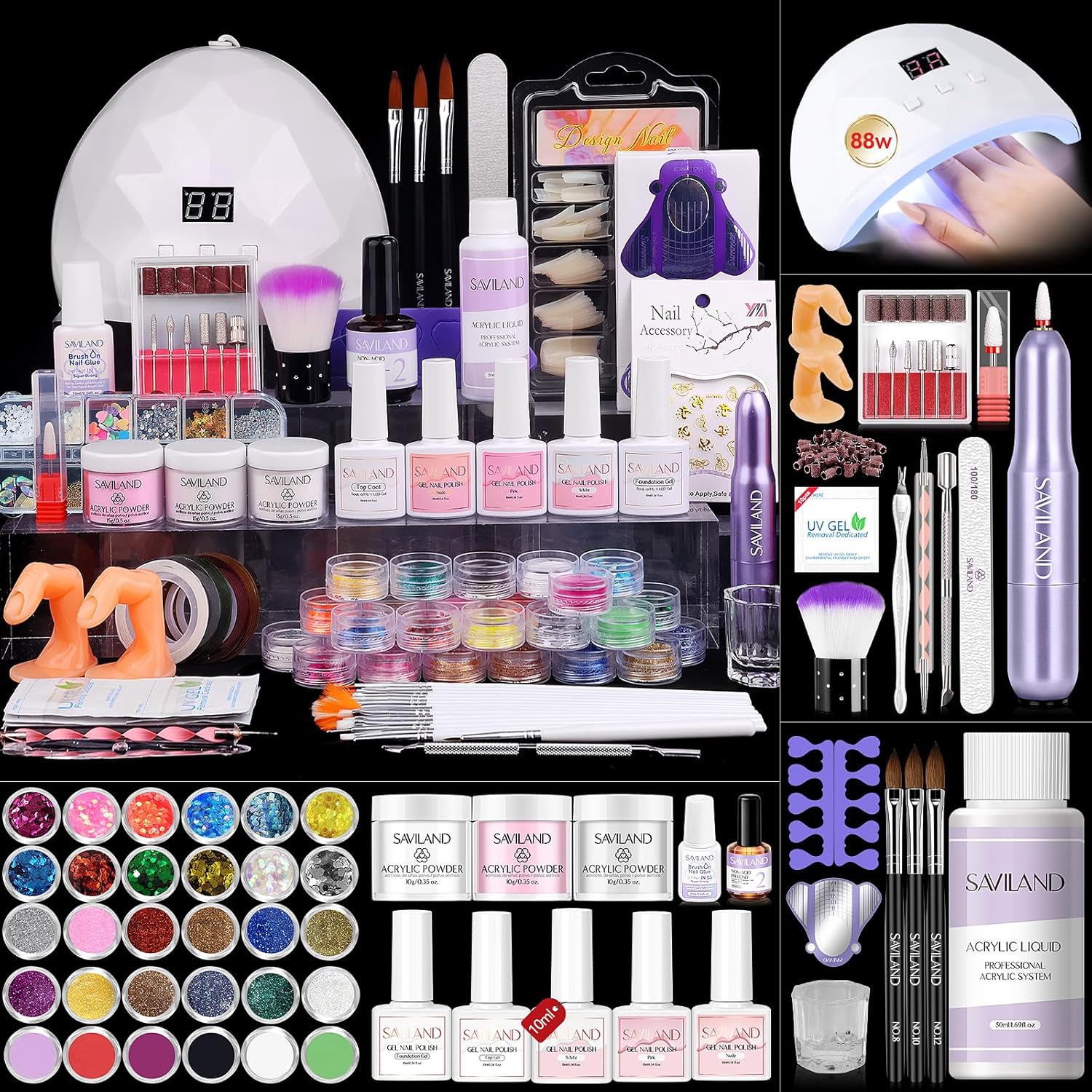 SAVILAND acrylic nail kit with drill for beginners