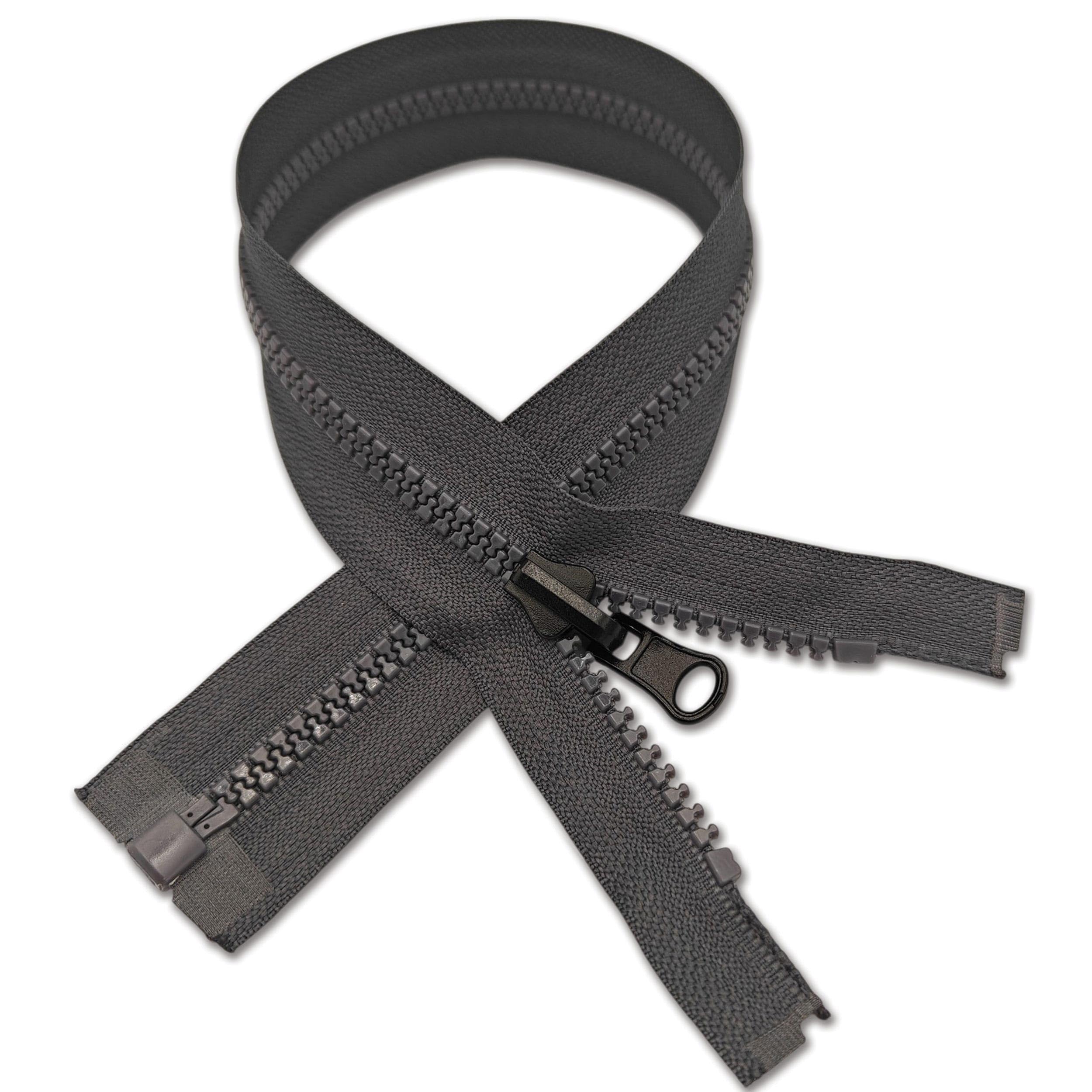 Reversible Resin Zip Gauge #5 Bilateral Open-End Chunky Fastener Moulded Plastic Teeth for Double-Sided Jackets Fleeces (Dark Grey, 70cm (27.5"))