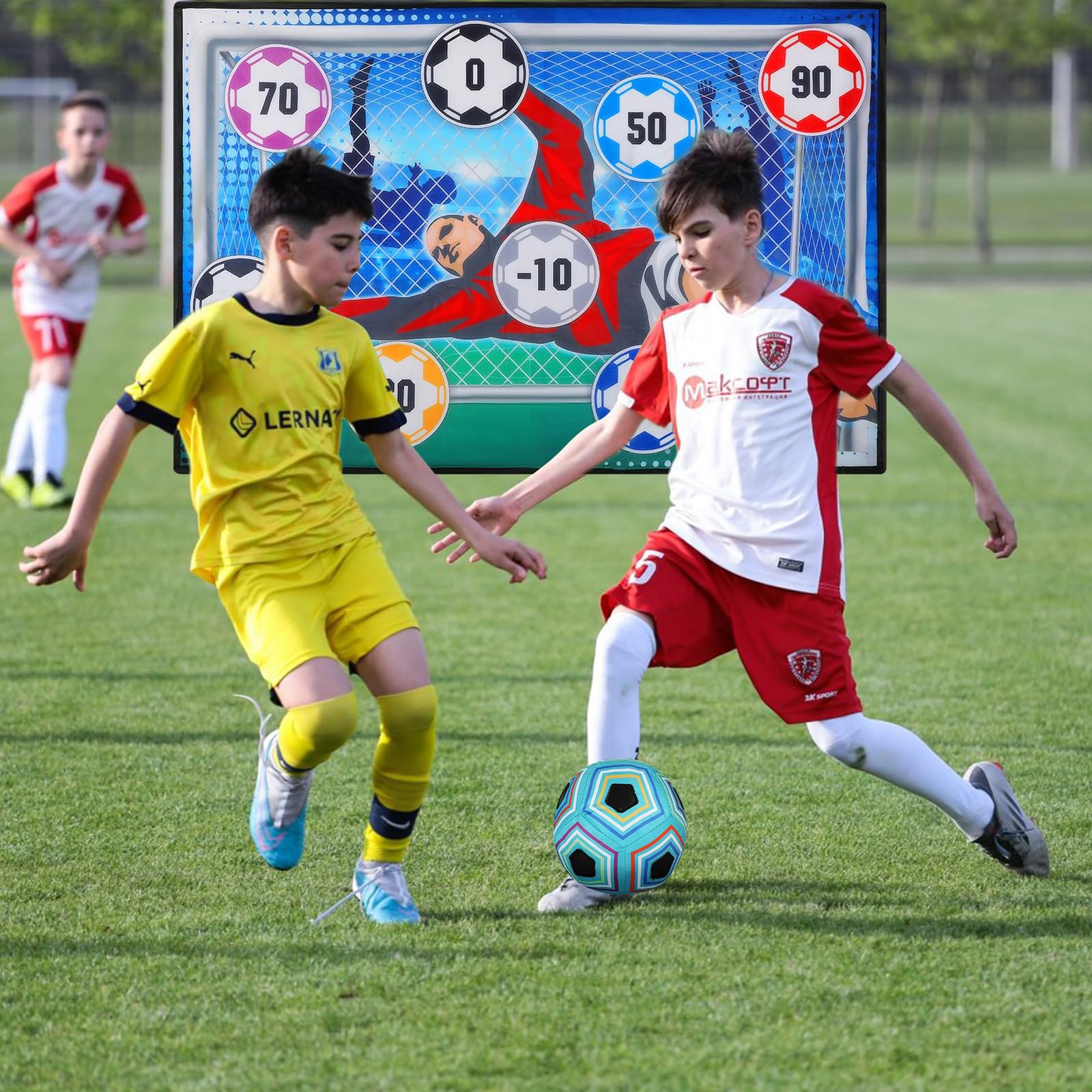 Set da calcio per bambini 2, 3, 4, 5, 6, 7, 8, divertimento sportivo per giardino, interni ed esterni, porte da calcio in morbida flanella, set da gioco da calcio per bambini, giocattolo da calcio